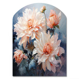 Peach Chrysanthemums Romantic Impression I - Asymmetric Metal Wall Art