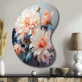 Peach Chrysanthemums Romantic Impression I - Asymmetric Metal Wall Art