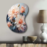 Peach Chrysanthemums Romantic Impression I - Asymmetric Metal Wall Art