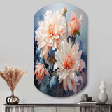 Peach Chrysanthemums Romantic Impression I - Asymmetric Metal Wall Art