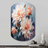 Peach Chrysanthemums Romantic Impression I - Asymmetric Metal Wall Art