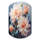 Peach Chrysanthemums Romantic Impression I - Asymmetric Metal Wall Art