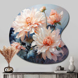 Peach Chrysanthemums Romantic Impression I - Asymmetric Metal Wall Art