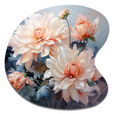 Peach Chrysanthemums Romantic Impression I - Asymmetric Metal Wall Art