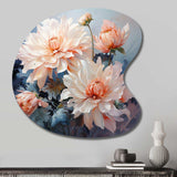 Peach Chrysanthemums Romantic Impression I - Asymmetric Metal Wall Art