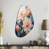 Peach Chrysanthemums Romantic Impression I - Asymmetric Metal Wall Art