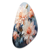 Peach Chrysanthemums Romantic Impression I - Asymmetric Metal Wall Art