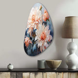 Peach Chrysanthemums Romantic Impression I - Asymmetric Metal Wall Art