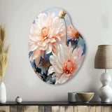 Peach Chrysanthemums Romantic Impression I - Asymmetric Metal Wall Art