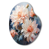 Peach Chrysanthemums Romantic Impression I - Asymmetric Metal Wall Art