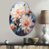 Peach Chrysanthemums Romantic Impression I - Asymmetric Metal Wall Art