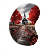 Red Church Sanctuary In Solitude - Asymmetric Metal Wall Art