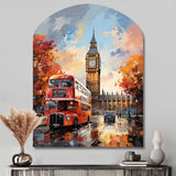 Peach Red City London Popart - Asymmetric Metal Wall Art