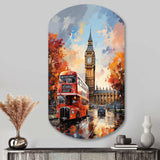 Peach Red City London Popart - Asymmetric Metal Wall Art