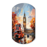 Peach Red City London Popart - Asymmetric Metal Wall Art