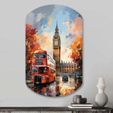 Peach Red City London Popart - Asymmetric Metal Wall Art