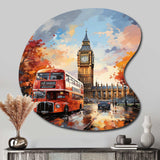 Peach Red City London Popart - Asymmetric Metal Wall Art