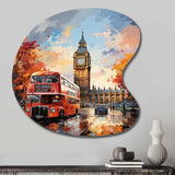 Peach Red City London Popart - Asymmetric Metal Wall Art