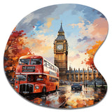 Peach Red City London Popart - Asymmetric Metal Wall Art