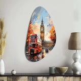 Peach Red City London Popart - Asymmetric Metal Wall Art