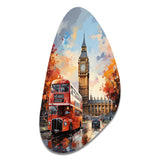 Peach Red City London Popart - Asymmetric Metal Wall Art