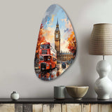 Peach Red City London Popart - Asymmetric Metal Wall Art