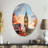 Peach Red City London Popart - Asymmetric Metal Wall Art