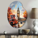 Peach Red City London Popart - Asymmetric Metal Wall Art