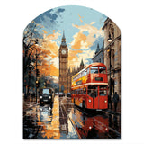 Red Beige City London Popart II - Asymmetric Metal Wall Art