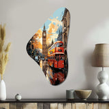 Red Beige City London Popart II - Asymmetric Metal Wall Art