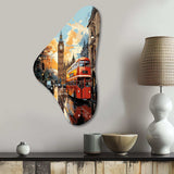 Red Beige City London Popart II - Asymmetric Metal Wall Art