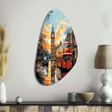 Red Beige City London Popart II - Asymmetric Metal Wall Art