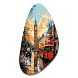 Red Beige City London Popart II - Asymmetric Metal Wall Art