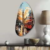 Red Beige City London Popart II - Asymmetric Metal Wall Art