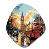 Red Beige City London Popart II - Asymmetric Metal Wall Art