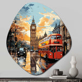 Red Beige City London Popart II - Asymmetric Metal Wall Art