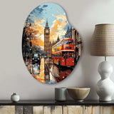 Red Beige City London Popart II - Asymmetric Metal Wall Art