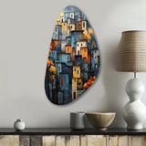 Cityscape Exquisite Blue II - Asymmetric Metal Wall Art