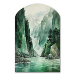 Green 0 Cliff Glacial Symmetry I - Asymmetric Metal Wall Art