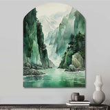 Green 0 Cliff Glacial Symmetry I - Asymmetric Metal Wall Art