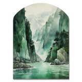 Green 0 Cliff Glacial Symmetry I - Asymmetric Metal Wall Art