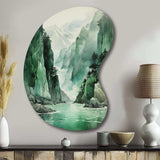 Green 0 Cliff Glacial Symmetry I - Asymmetric Metal Wall Art