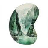 Green 0 Cliff Glacial Symmetry I - Asymmetric Metal Wall Art