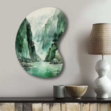 Green 0 Cliff Glacial Symmetry I - Asymmetric Metal Wall Art