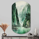 Green 0 Cliff Glacial Symmetry I - Asymmetric Metal Wall Art