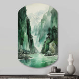 Green 0 Cliff Glacial Symmetry I - Asymmetric Metal Wall Art