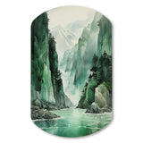 Green 0 Cliff Glacial Symmetry I - Asymmetric Metal Wall Art