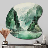 Green 0 Cliff Glacial Symmetry I - Asymmetric Metal Wall Art