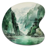 Green 0 Cliff Glacial Symmetry I - Asymmetric Metal Wall Art