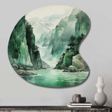 Green 0 Cliff Glacial Symmetry I - Asymmetric Metal Wall Art